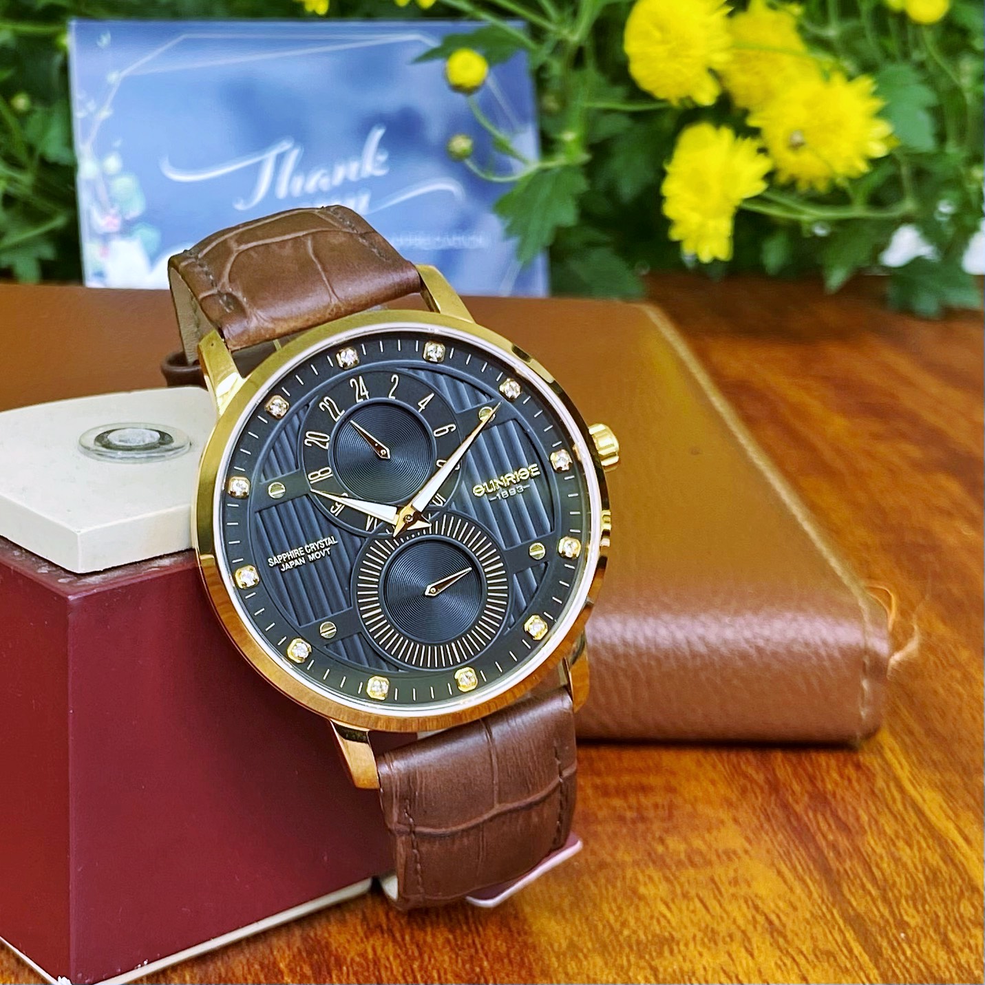 ĐỒNG HỒ SUNRISE DÂY DA 1164PA CHÍNH HÃNG