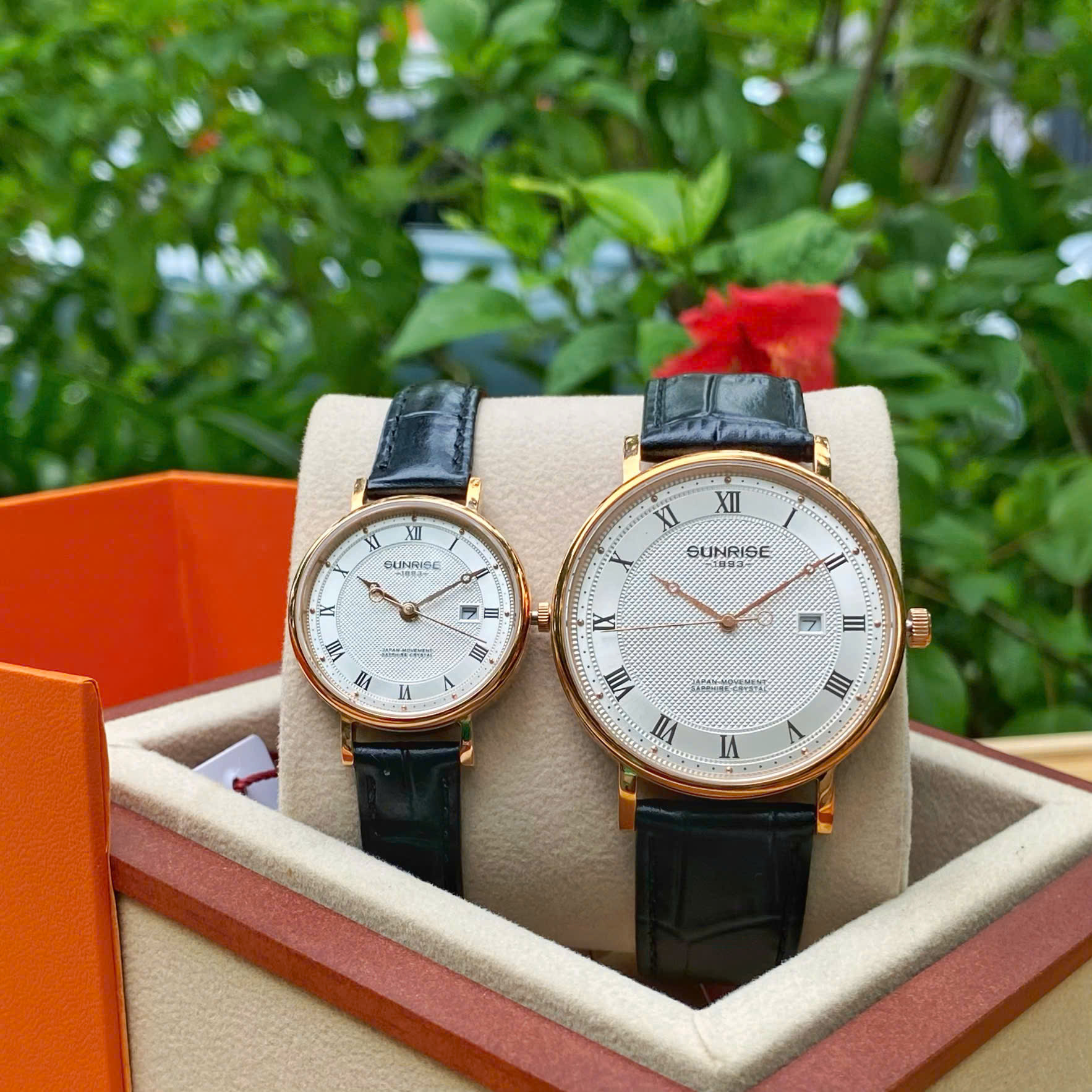 ĐỒNG HỒ ĐÔI SUNRISE DÂY DA 1257PA và 2257PA CHÍNH HÃNG