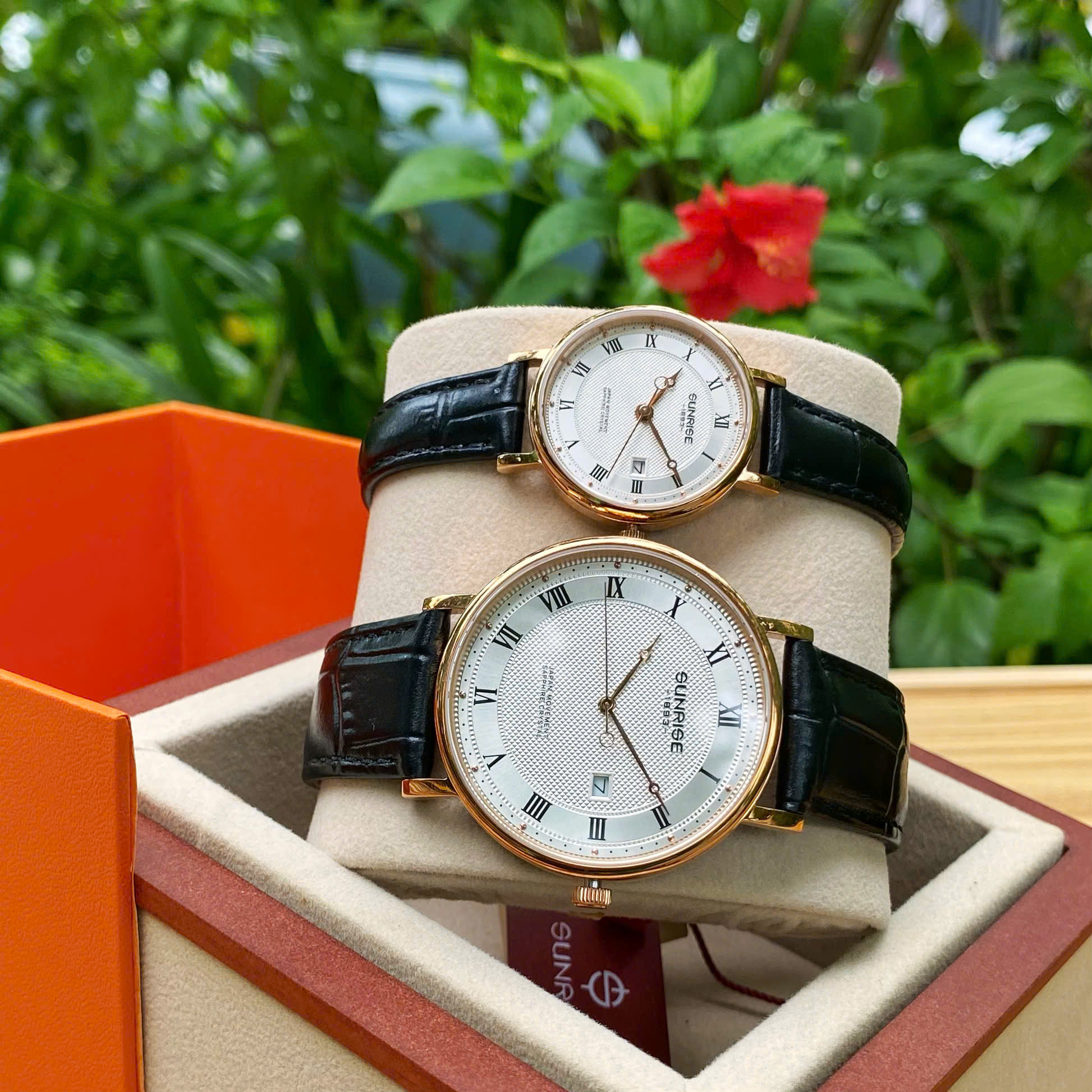 ĐỒNG HỒ ĐÔI SUNRISE DÂY DA 1257PA và 2257PA CHÍNH HÃNG