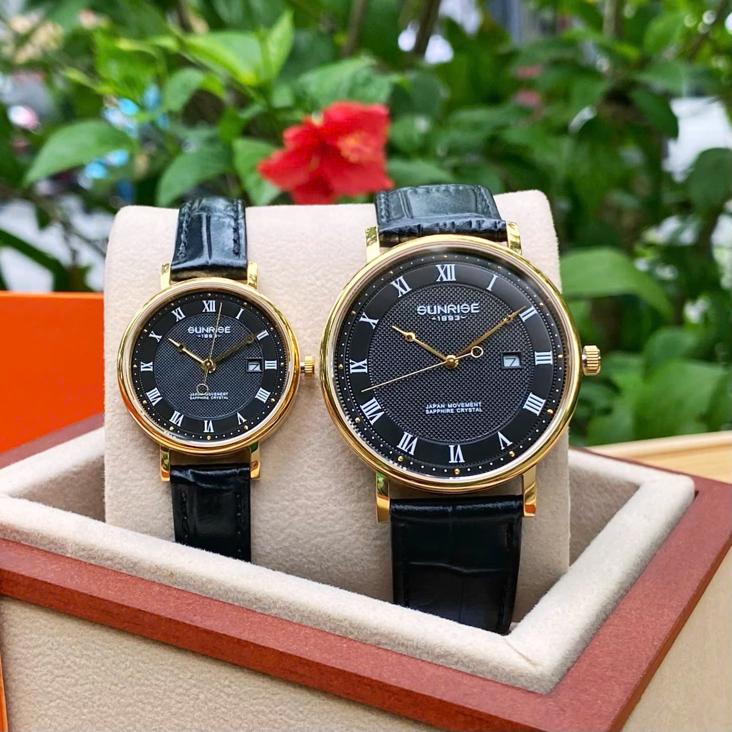 ĐỒNG HỒ ĐÔI SUNRISE DÂY DA 1257PA và 2257PA CHÍNH HÃNG