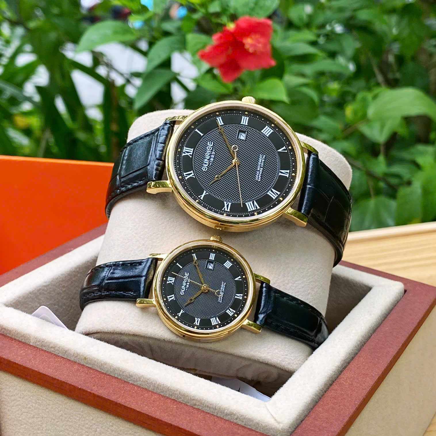 ĐỒNG HỒ ĐÔI SUNRISE DÂY DA 1257PA và 2257PA CHÍNH HÃNG