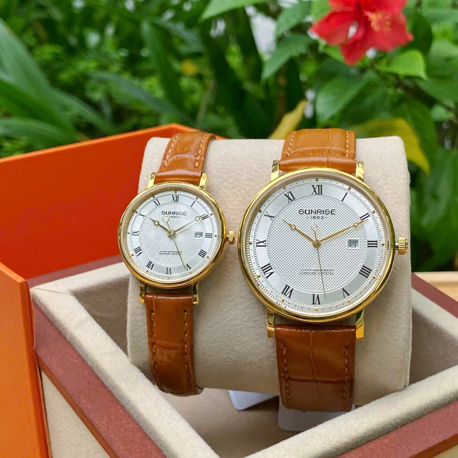 ĐỒNG HỒ ĐÔI SUNRISE DÂY DA 1257PA và 2257PA CHÍNH HÃNG