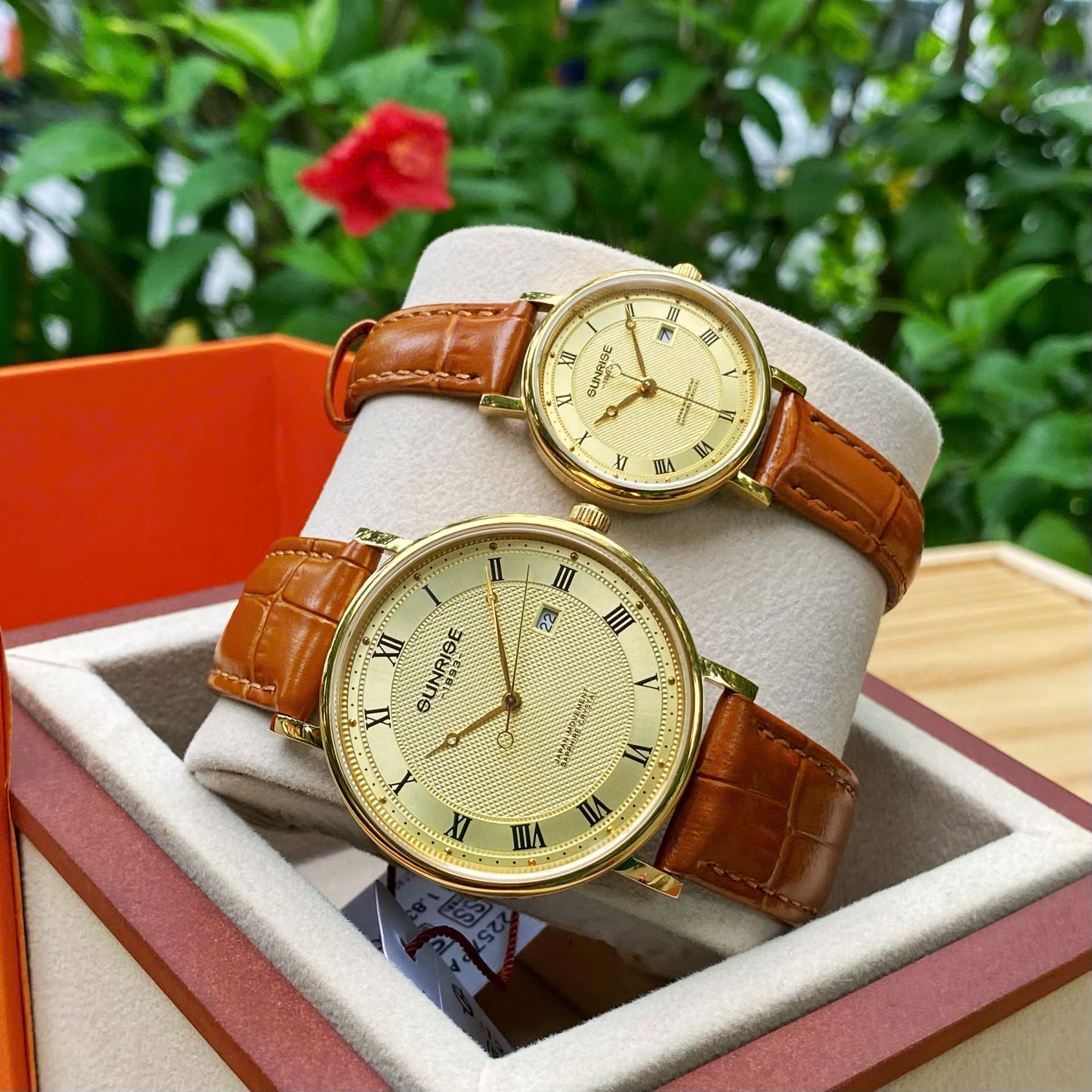 ĐỒNG HỒ ĐÔI SUNRISE DÂY DA 1257PA và 2257PA CHÍNH HÃNG
