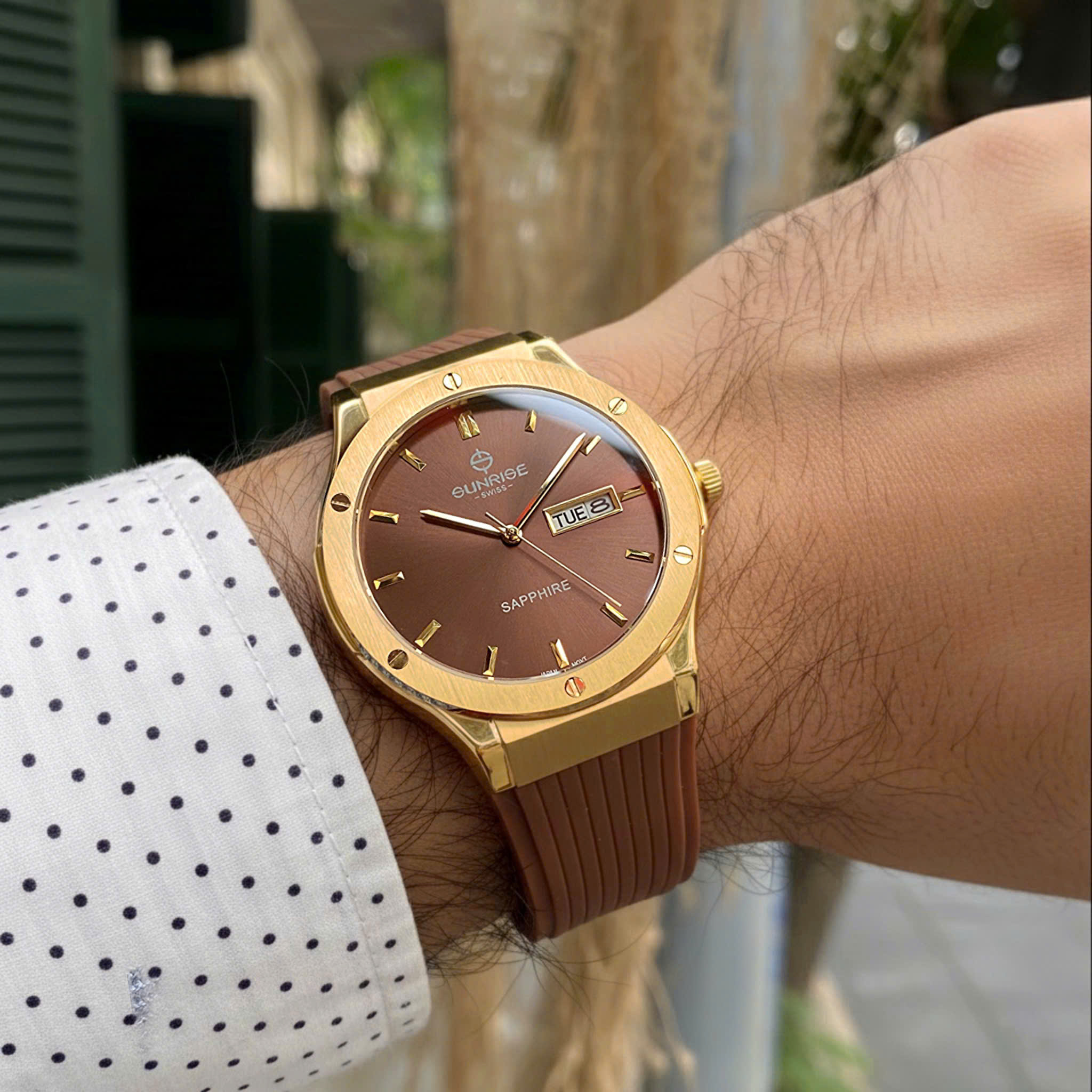 Đồng Hồ Nam Sunrise 1310JA - Tiểu Hublot Cá Tính