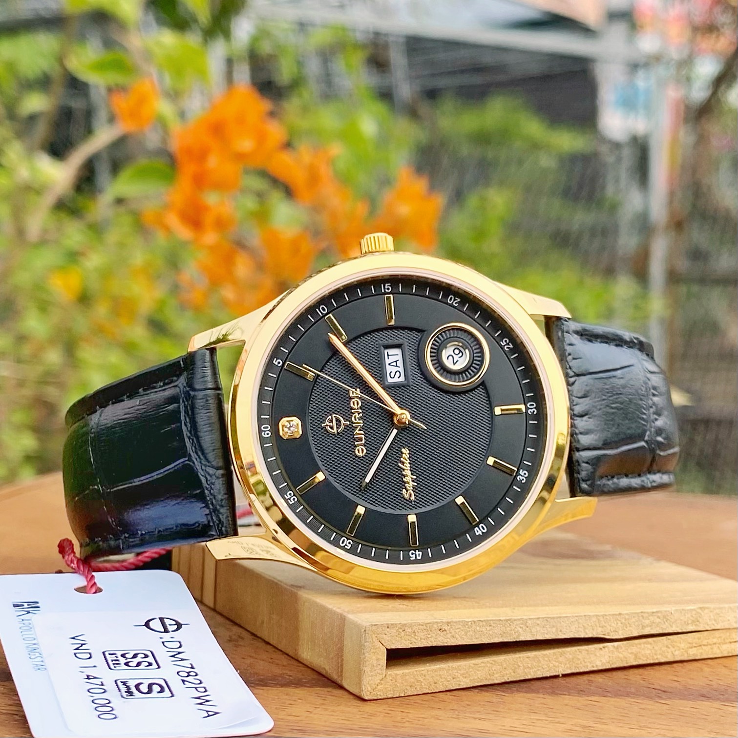 ĐỒNG HỒ NAM DÂY DA SUNRISE DM782PWA