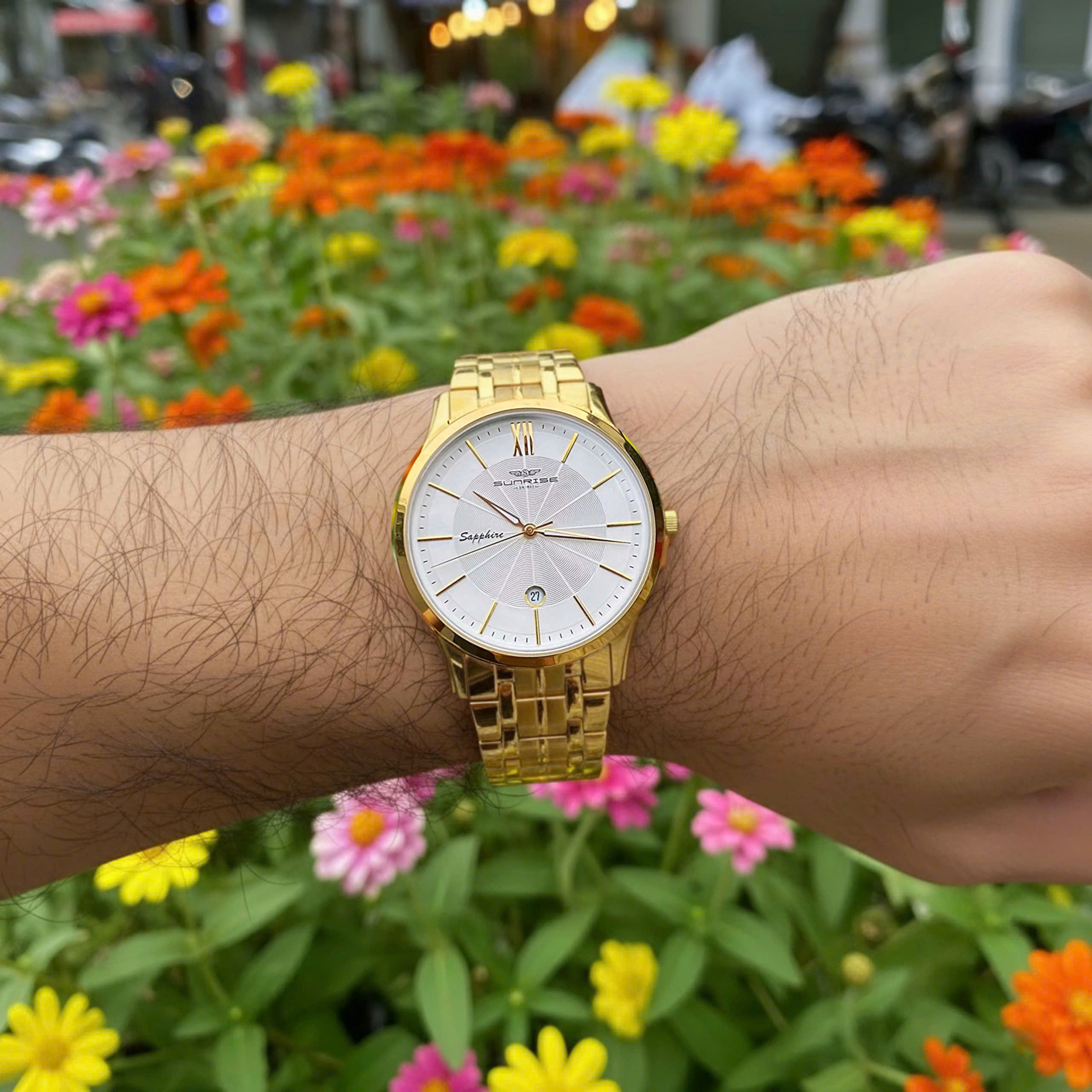 Đồng hồ Nam Sunrise SG9001.1201 Dây Vàng – Nâng tầm Phong cách Lịch lãm