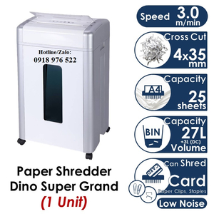 PAPER SHREDDER - DINO SUPER GRAND (Cross Cut) Heavy Duty for Office / Home use