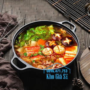 Chảo gang đúc nguyên khối nướng thịt, áp chảo trên bếp từ, bếp điện đường kính 31cm