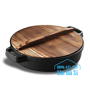 Chảo gang đúc nguyên khối nướng thịt, áp chảo trên bếp từ, bếp điện đường kính 31cm