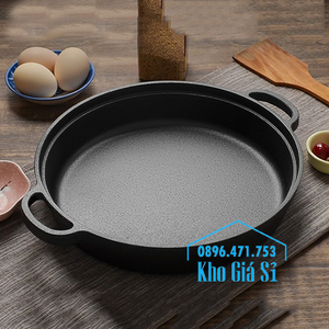 Chảo gang đúc nguyên khối nướng thịt, áp chảo trên bếp từ, bếp điện đường kính 31cm