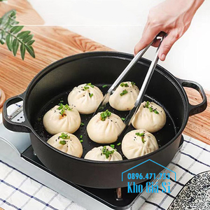 Chảo gang đen đúc thô 2 quai làm bò áp chảo, chiên rán, nấu món ăn Nhật đường kính 27cm