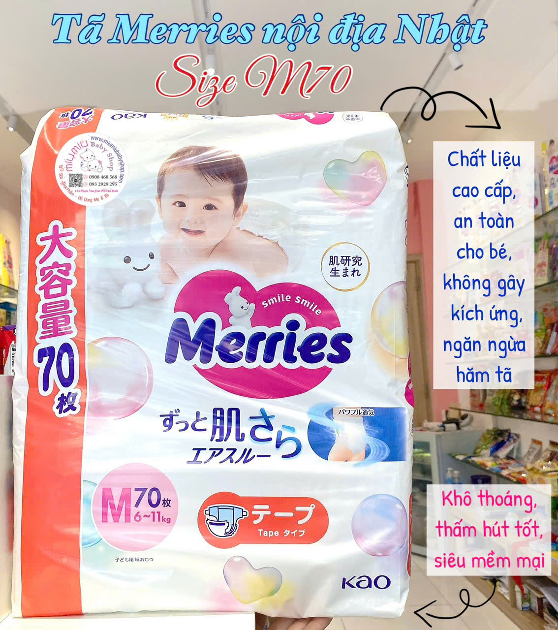 Tã Merries M70 miếng