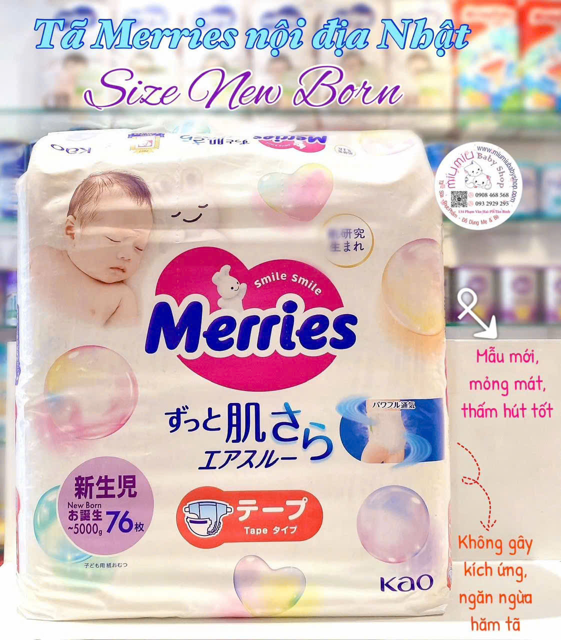 Tã Merries NB76 miếng
