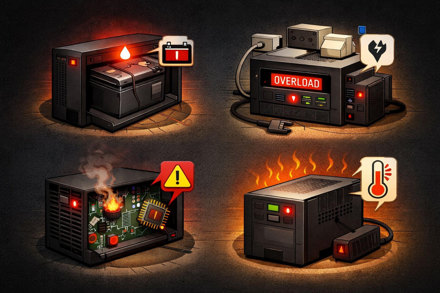 Tại sao UPS lại kêu tít tít hoặc báo đèn đỏ liên tục