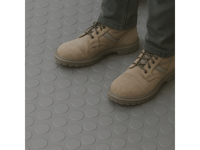 Thảm nhựa trải sàn nút tròn trải nền nhà xưởng 2mx25m SM003 DNG