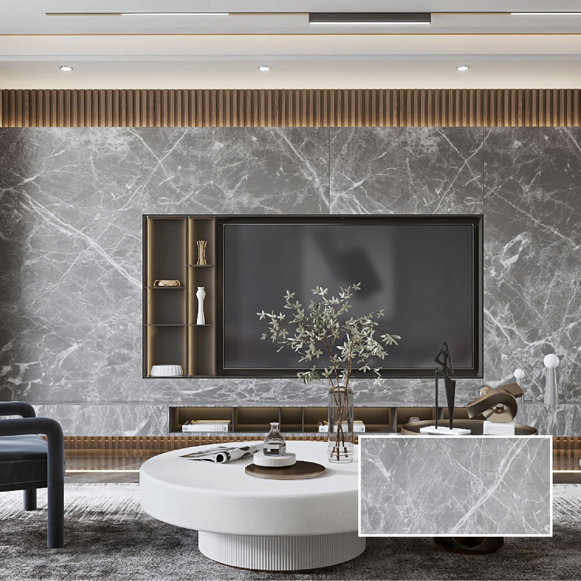 Tấm ốp sợi than tre HT- VÂN ĐÁ 8mm