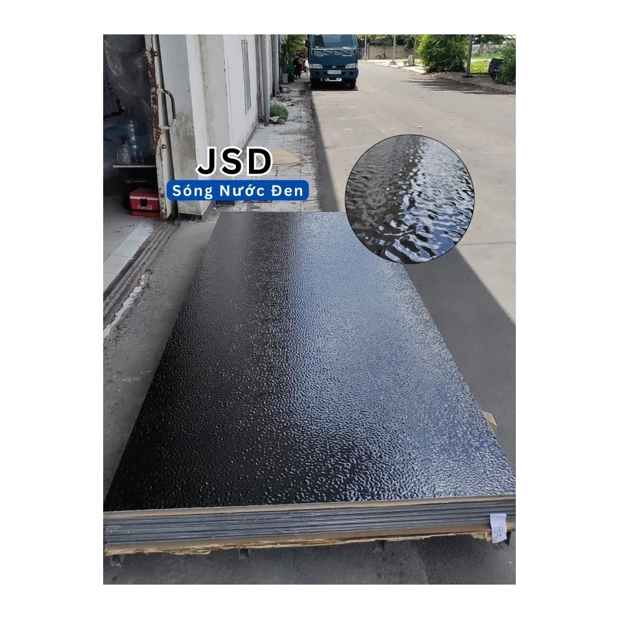 Tấm ốp sợi than tre sóng nước inox PET 8mm