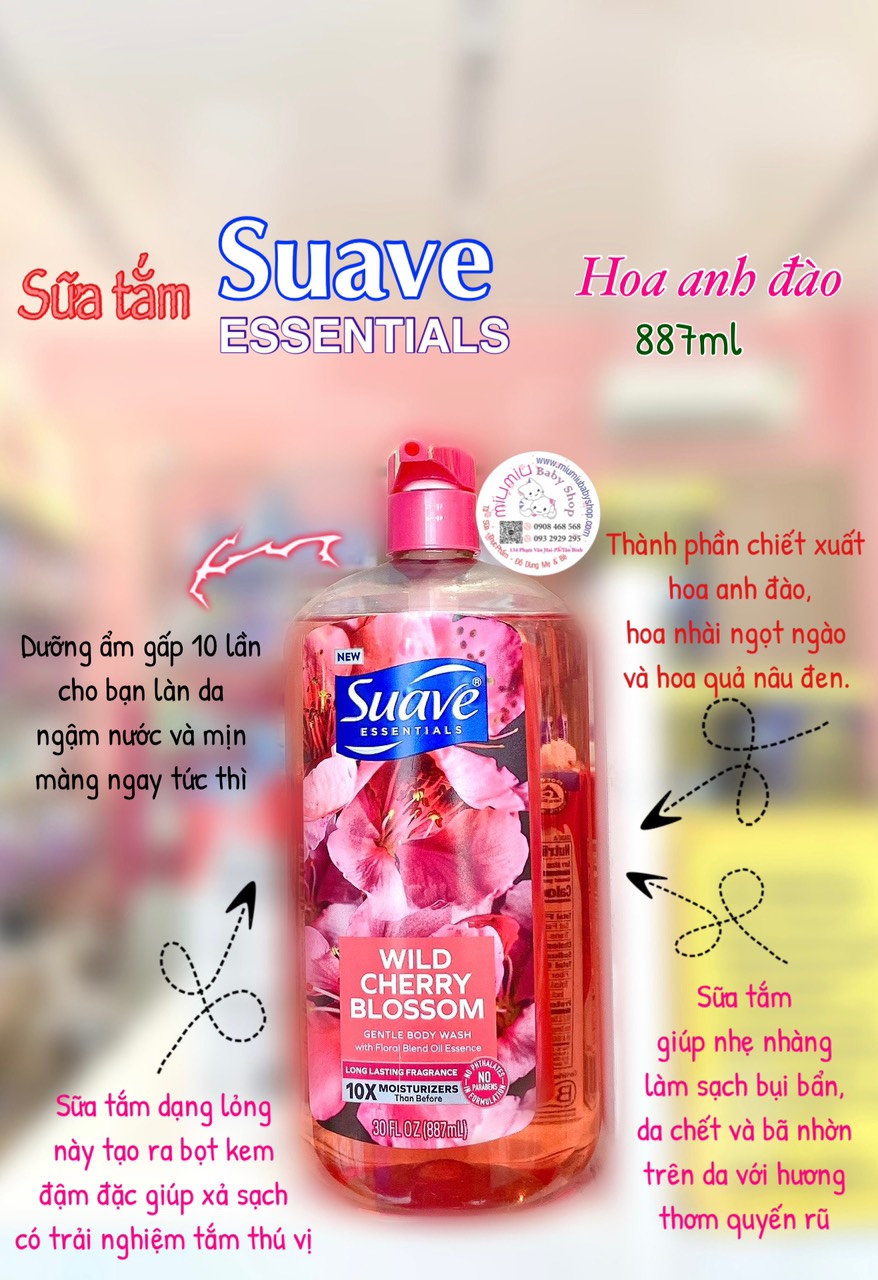 Tắm Suave hoa anh đào 887ml