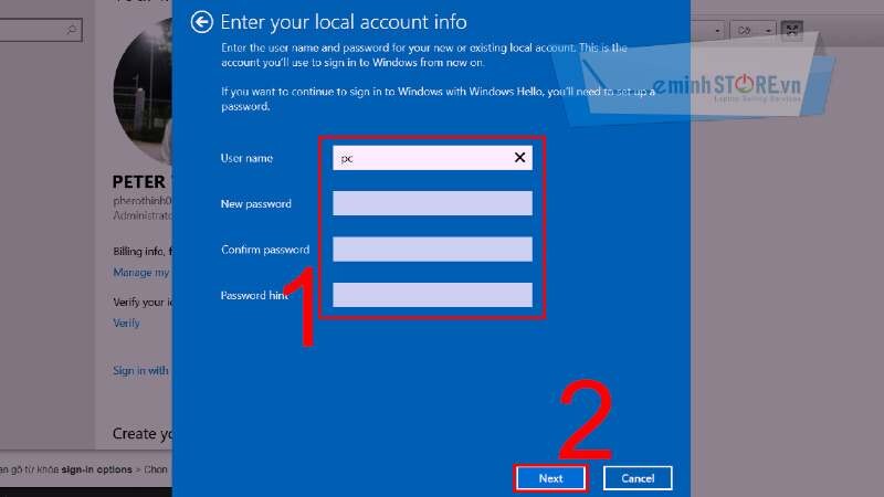 Điền tại tên và nhập mật khẩu Điền tại tên và nhập mật khẩu