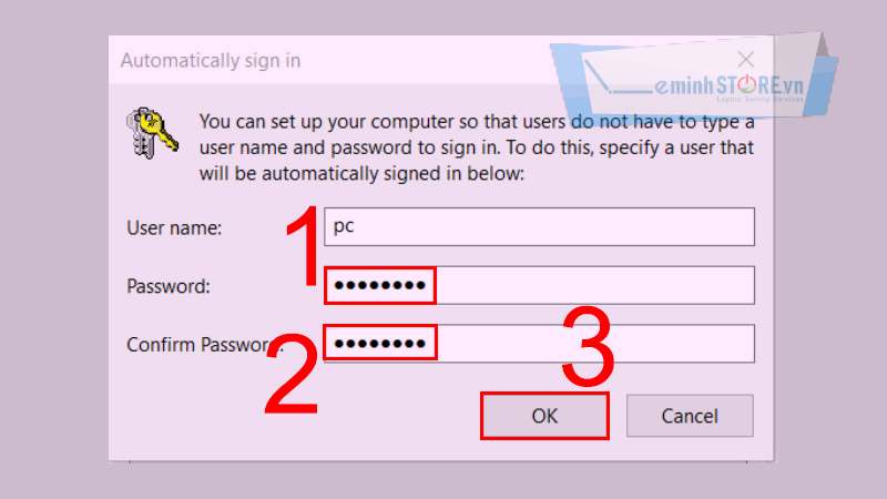 Nhập mật khẩu để xác nhận Nhập mật khẩu để xác nhận