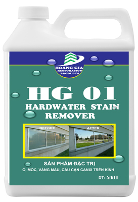 Tẩy cáu cặn canxi, nước cứng, loang trắng, bảy màu trên kính HG-01 HARDWATER STAIN REMOVE 5000ML