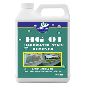 Tẩy cáu cặn canxi, nước cứng, loang trắng, bảy màu trên kính HG-01 HARDWATER STAIN REMOVE 5000ML