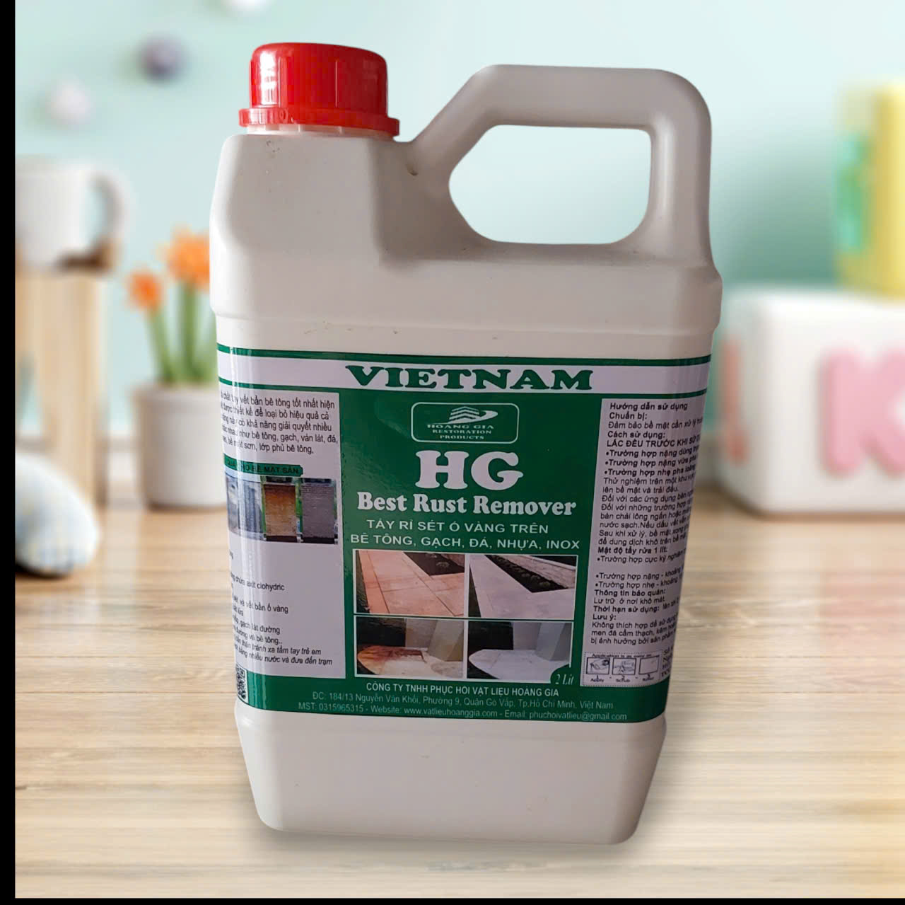 Tẩy rỉ sét ố vàng sàn bê tông, nền gach tường. HG best rust concrete rust remover 2 lít