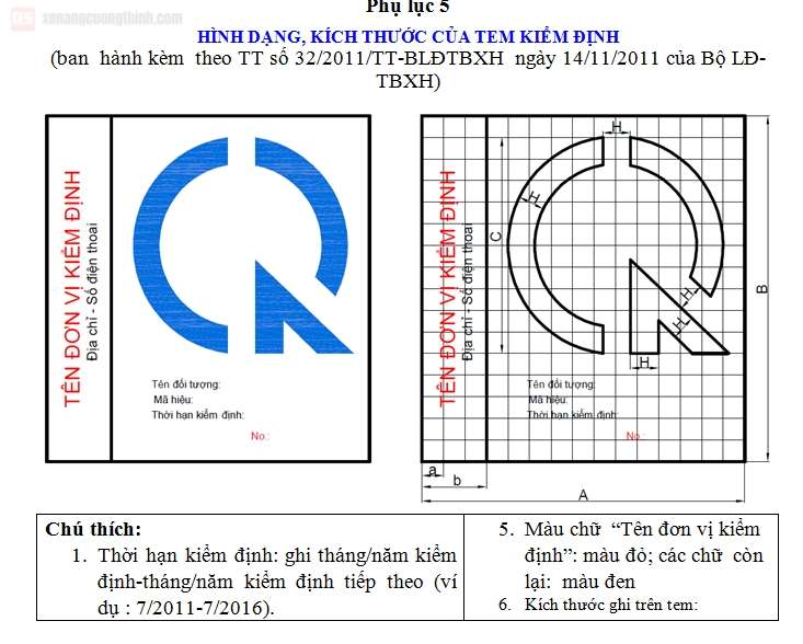 Tem kiểm định xe nâng hàng