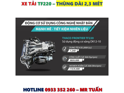 GIÁ XE TẢI TF220 THÙNG LỬNG TẢI 990KG MỚI NHẤT