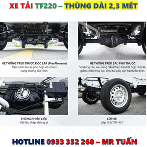 GIÁ XE TẢI TF220 THÙNG LỬNG TẢI 990KG MỚI NHẤT