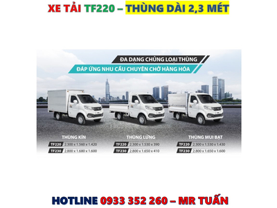 GIÁ XE TẢI TF220 THÙNG LỬNG TẢI 990KG MỚI NHẤT
