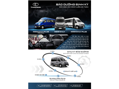 THACO AUTO TRIỂN KHAI ÁP DỤNG GÓI BẢO DƯỠNG ĐỊNH KỲ MỚI DÀNH CHO DÒNG XE MINI BUS IVECO.