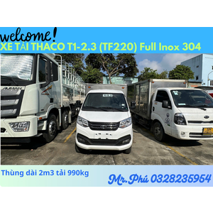 THACO TOWNER T1-2.3 THÙNG KÍN TẢI 990kg dài 2m3 FULL INOX 304 CHỞ HẢI SẢN