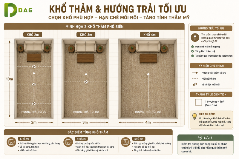 infographic khổ thảm cuộn Nha Trang và hướng trải tối ưu diện tích