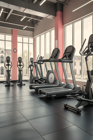 Thảm gạch cao su phòng Gym KT 50cmx50cm - 1mx1m bề mặt đen mịn phủ thảm EPDM ML-RUBBER M003