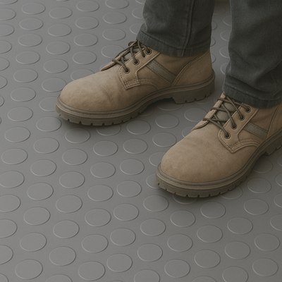 Thảm nhựa trải sàn chống trơn vân nút tròn đồng xu 1.2mx18m CK003 HMO