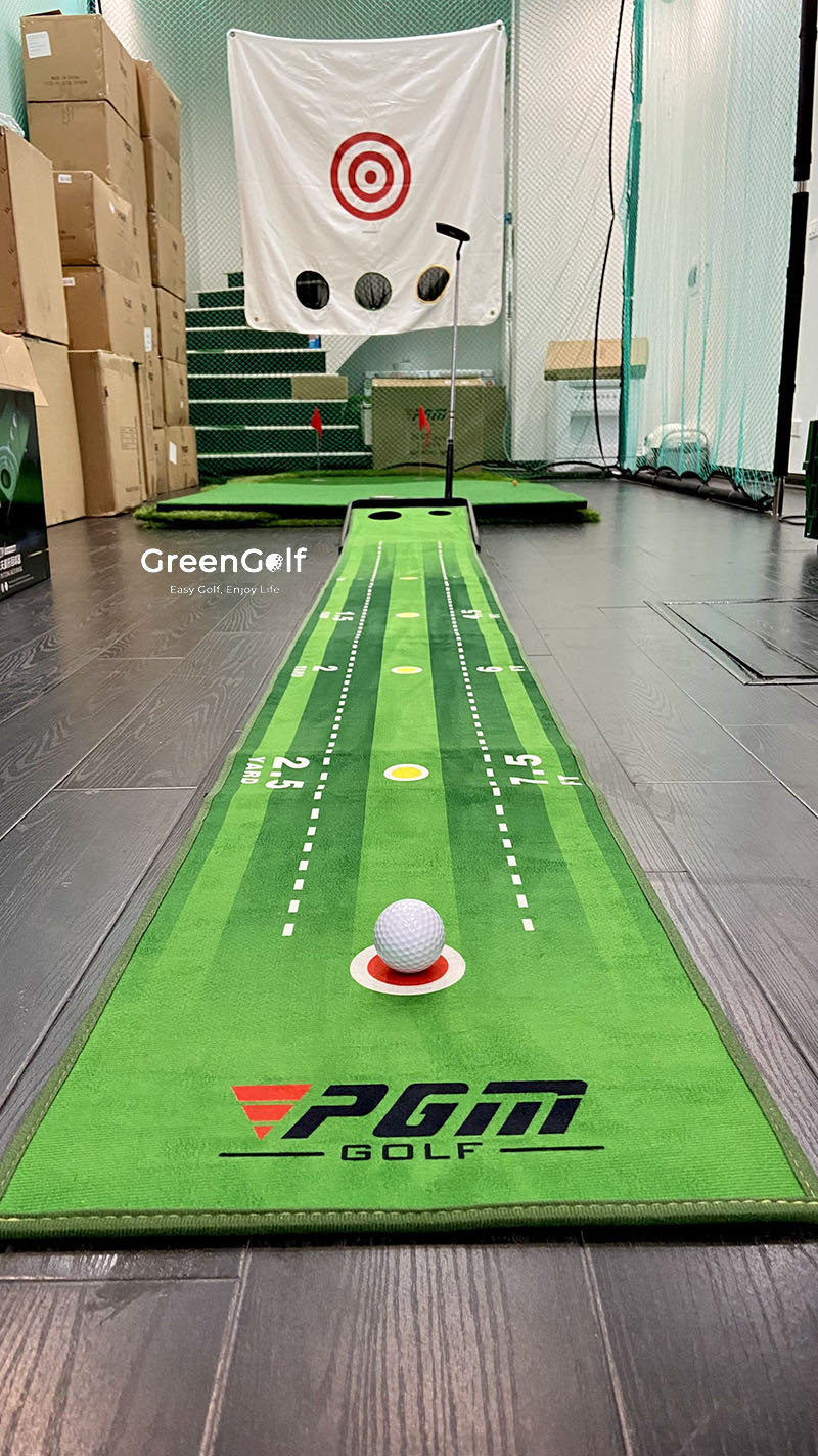 Thảm Putt Golf Mẫu Mới Tự Động Bật Bóng Trả Lại/ Có Vạch Line Khoảng Cách/ Chính Hãng PGM/ Kích Thước 0.4x3m (Có VIDEO)
