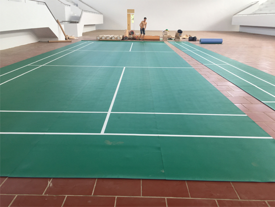 Bộ vật tư thảm Vinyl thể thao sân cầu lông tiêu chuẩn MÀU XANH LÁ SẴN LINE