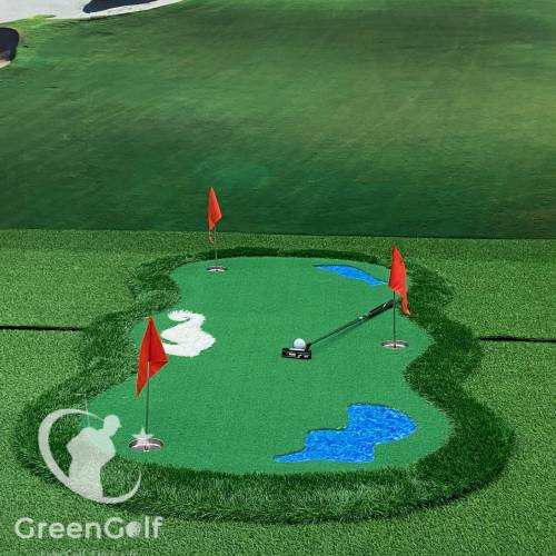 Thảm Tập Putt Golf Cao Cấp Đặc Biệt kích thước 1.5mx3m, tạo hình hồ nước, bụi cỏ, cát trắng