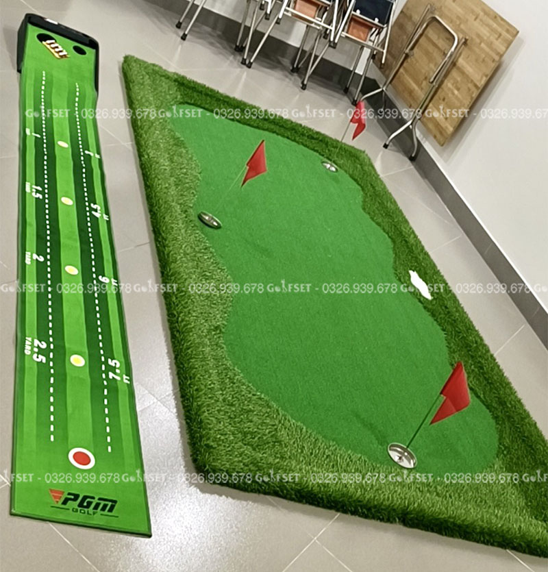 Thảm Tập Luyện Putting Golf Tại Nhà/ Thiết Kế Viền Dày Chắn Bóng Kích Thước 1.5m x 3m