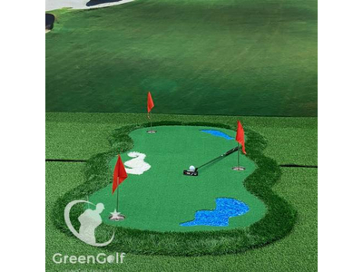 Thảm Tập Putt Golf Cao Cấp Đặc Biệt kích thước 1.5mx3m, tạo hình hồ nước, bụi cỏ, cát trắng_ Thảm tập golf 3d cao cấp