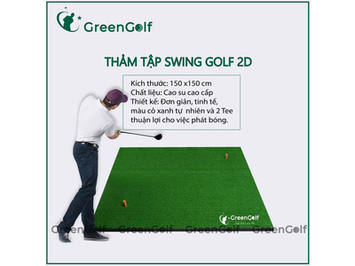 Thảm tập swing golf 2D 1,5 x 1,5M - Thế hệ mới, đàn hồi tốt chuẩn cho những cú phát bóng