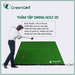 Thảm tập swing golf 2D 1,5 x 1,5M - Thế hệ mới, đàn hồi tốt chuẩn cho những cú phát bóng