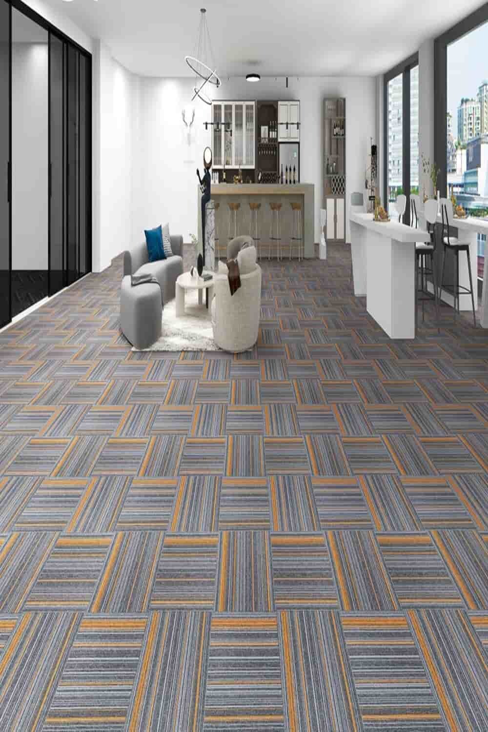 Thảm trải sàn gạch KT 50cm x 50cm kẻ sọc TTL-KINGCOLOR 03 HNO