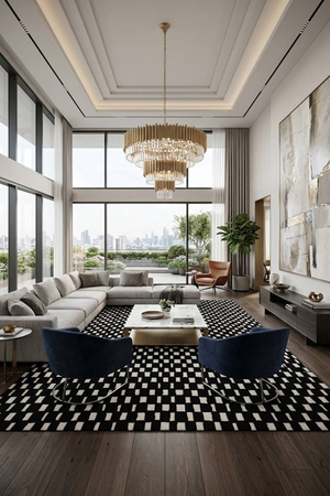Thảm trang trí hiện đại phá cách HLO-BELLA BLK8031B HNO