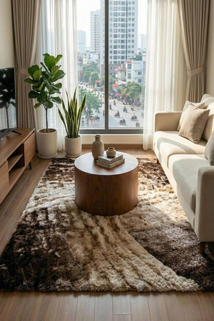 Thảm trang trí phòng khách phòng ngủ dòng thảm lông dài HLO-5D 1401 HNO