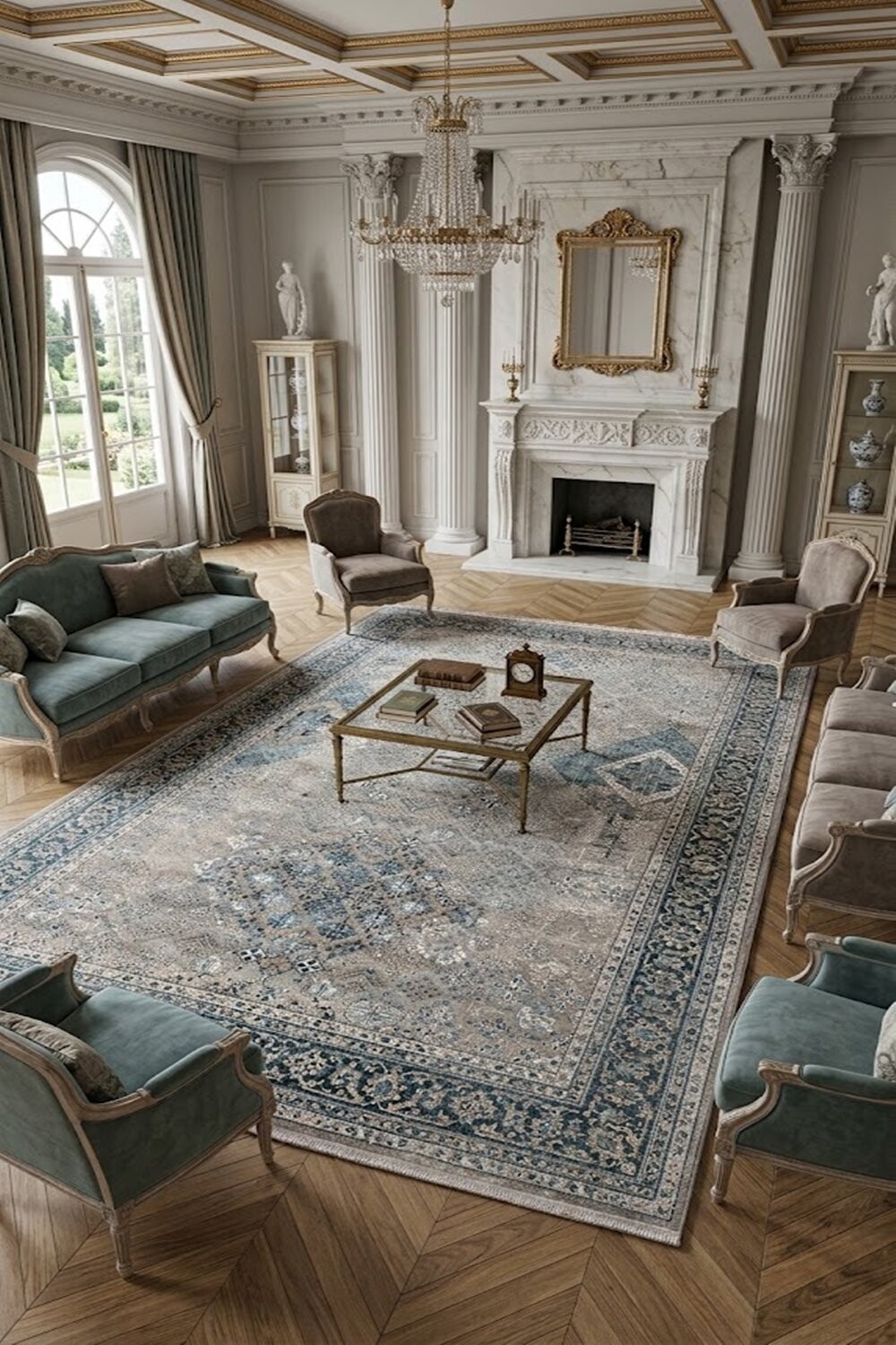 Thảm trang trí tân cổ điển HLO-HAMBURG 6247LGBL HNO