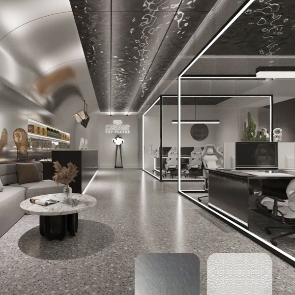 Tấm ốp sợi than tre sóng nước inox PET 8mm