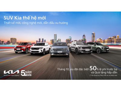 Tháng 10, Kia tăng cường giới thiệu xe mới, thêm tiện ích cao cấp và ưu đãi 50% lệ phí trước bạ cho nhiều mẫu xe