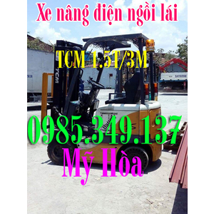 Thanh lý Xe nâng điện cũ đứng lái TCM 1500kg cao 3m- Nhật Bản